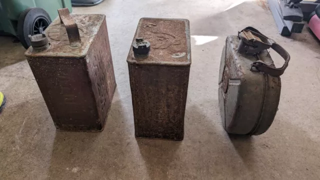 Old Oil Petrol Cans Vintage Job Lot