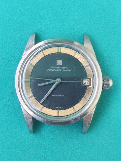 Montre Vintage Universal Genève Polerouter Super - Microtor, Cadran Tritium NOS, Années 50/60, Suisse