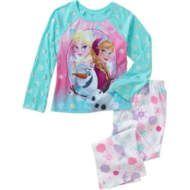 Juego de pijamas de manga larga Disney Frozen Girl Elsa, Anna y Olaf (pequeño (6/6x))