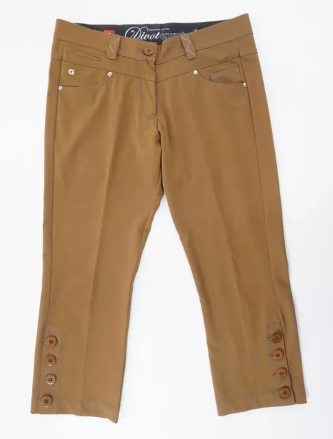 Golfino Divot Cruncher pantaloni di tessuto donna 3⁄4 pantaloni taglia 36 marrone oliva tessuto regolare 2