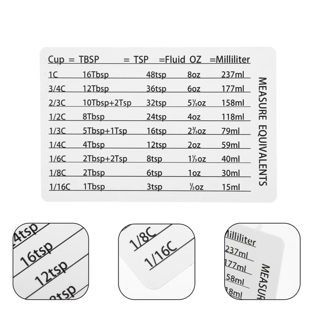 MEASURING CUP SPOON Small Baking Chart Kitchen Conversion £5.45
