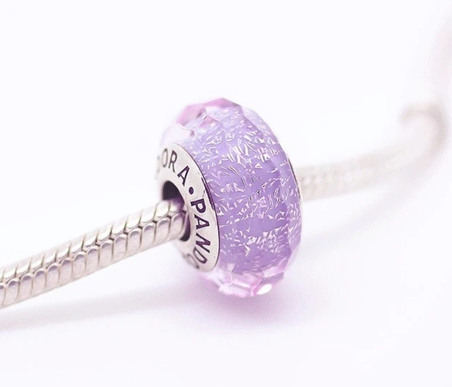 PANDORA PURPLE SHIMMER Faceted Murano Glass Charm Bead