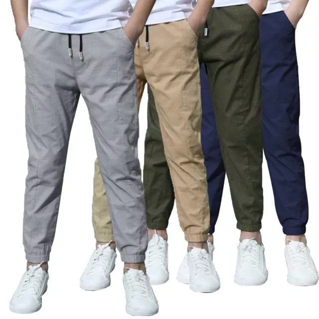 Kids Boys Pants Fashion Drawstring Jogger Athletic Cargo Trousers Casual Bottoms