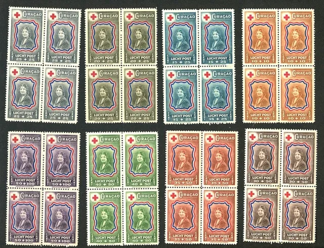 Stamps of Curacao Air Mail set  of 8 Blocks of Four