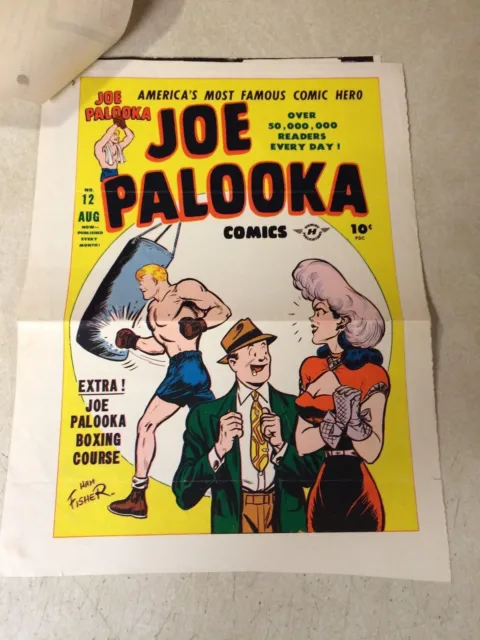 JOE PALOOKA #12 COVER ART original proof 1947 w/INVOICE -- RARE!! HAM FISHER!!