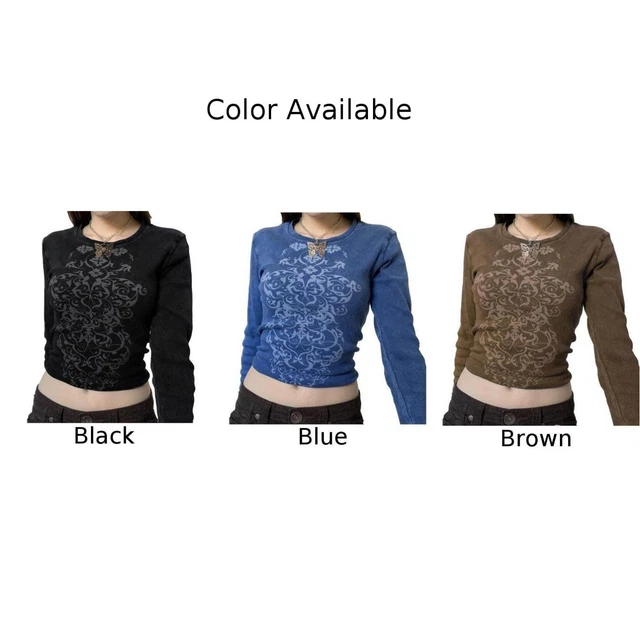 Y2K Goth Estetica Abbigliamento Slim Fit Strass Deco Crop Top per Donna