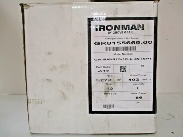 Ironman By Grove Gear Gr8155669.00 Model,No;Gr-Bm-815-10-L-56 (Sp) New In Box