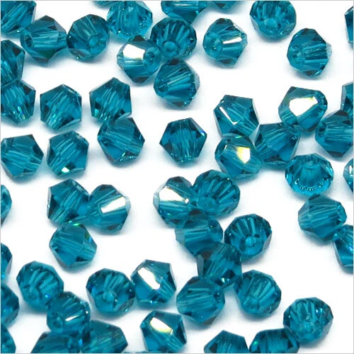 Lot de 40 Perles Tchèques Toupies en Cristal 4mm Bleu Vert