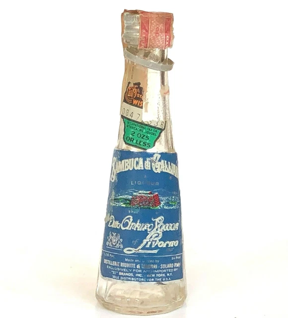 Sambuca Galliano Miniature Liquor Bottle Livano Italy Tax Wisconsin Empty Vtg