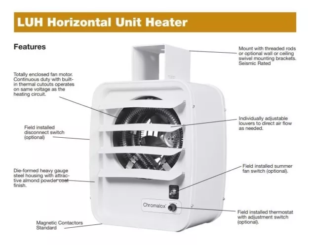 Chromalox - LUH-20-43-32-40 - HORIZONTAL BLOW HEATER - 480V - 68,460 BTU/H