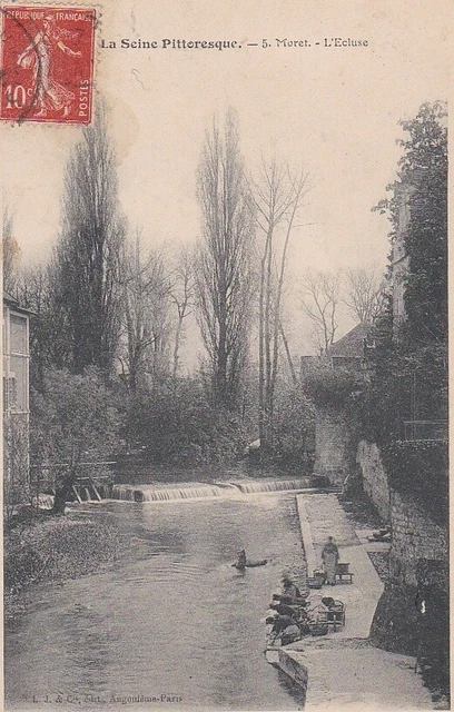 CPA 77 BRIE Seine& Marne env. Fontainebleau MORET LOING & ORVANNE L' Ecluse 1910