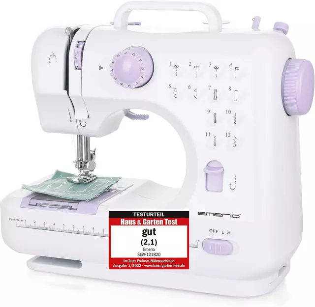 Emerio Nähmaschine Für Kinder Und Anfänger, SEW-121820, 12 Stichmuster, Mini Mit