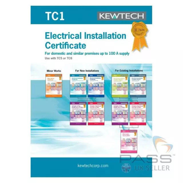 Kewtech TC1 Electrical Installation Certificates - 40 Sheets / BS7671