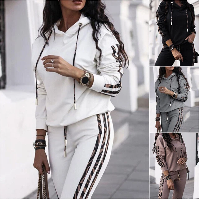 Felpa con cappuccio donna tuta top pantaloni outfit casual jogging loungewear