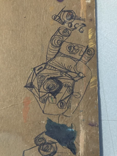 Dessin Original à L'encre 1959 Portrait D'homme Barbu Art Déco