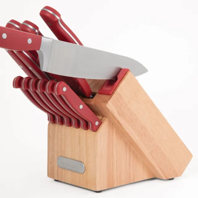 Slege Knife Set, 16-Piece Kitchen Knife Set with Block Wooden, Manual  Sharpening for Black Chef Knife Set with Carving Fork, German Stainless  Steel