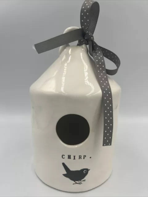 RAE DUNN Artisan Collection by Magenta ICON CHIRP Ceramic Birdhouse 8"H