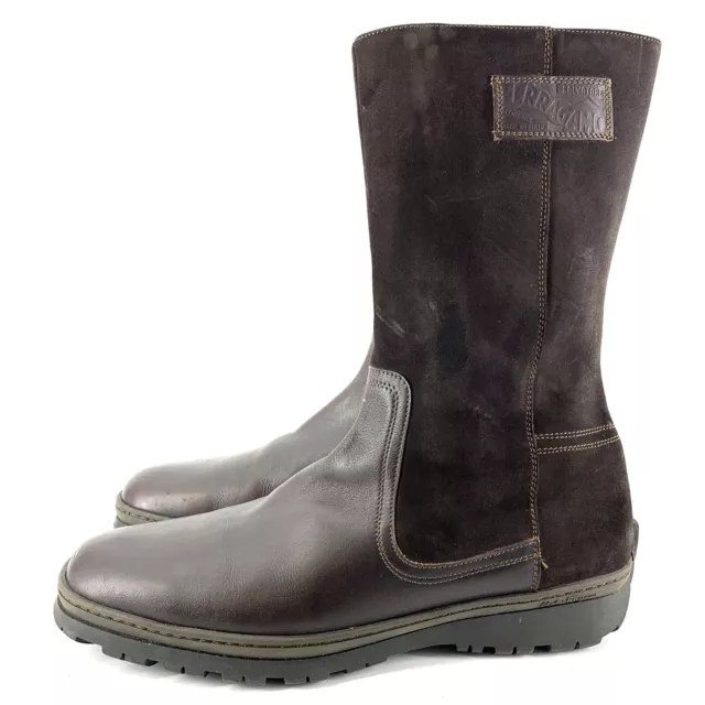 Salvatore Ferragamo Brown Leather Suede Mid Calf Side Zip Boots Mens 11.5 D 3