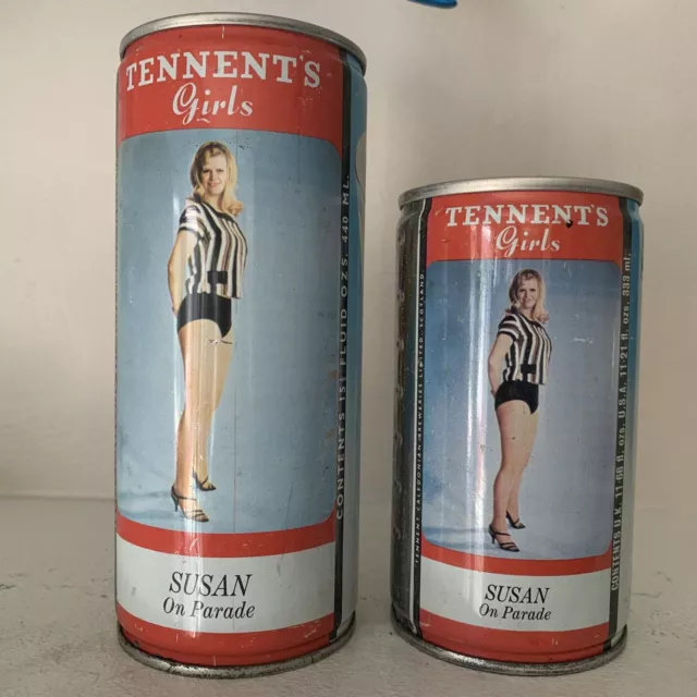 TENNENTS GIRLS - Susan On Parade 2 Cans 440 ml/333ml Beer Cans Vtg