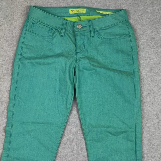Guess Jeans Womens Size 26 Green Blue Power Skinny Low Rise Stretch Denim 2