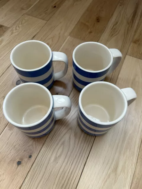 TG green 4 Mugs Blue & White Cornishware