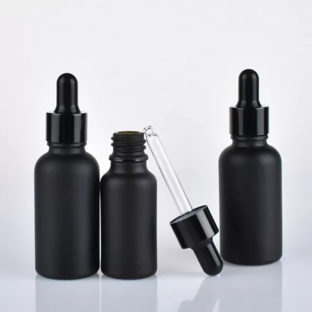 5X Glas Tropfer Schwarz Flaschen Aufbewahrung Aromatherapie Öle Liquid Pipette