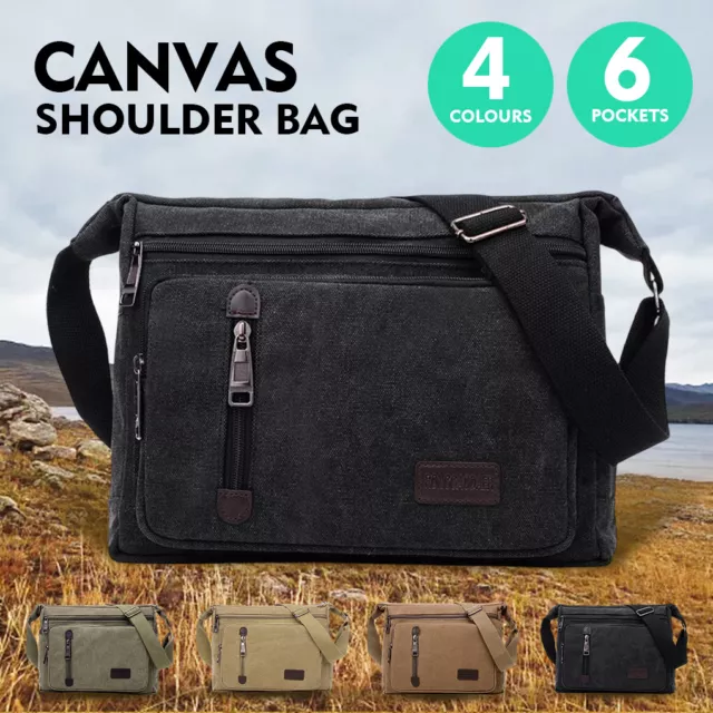 Retro Men's Canvas Shoulder Messenger Bag Crossbody Satchel School Travel Bags
