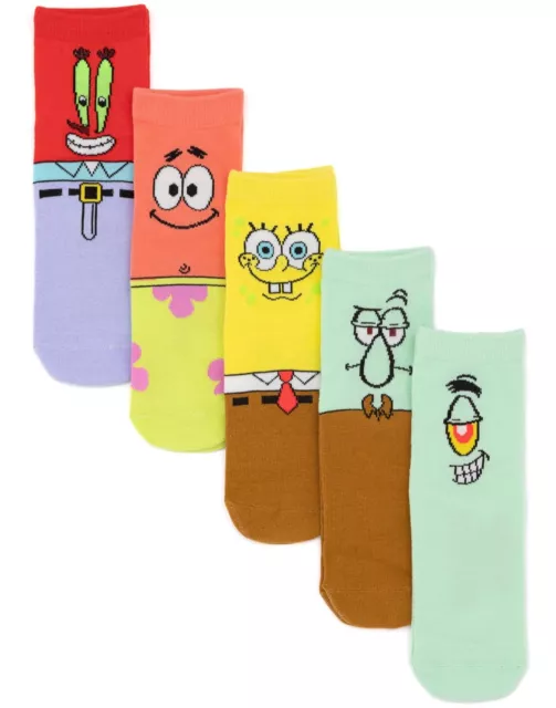 SpongeBob SquarePants Socks 5 Pack Kids Girls Boys Characters Footwear