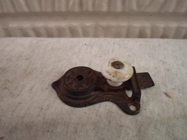 Antique Eastlake Victorian flush mount cabinet latch with porcelain knob