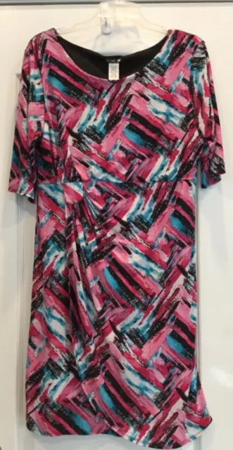Star Vixen Womens Dress Size XL Pink Turquoise Black Lined Top Sleeveless F4