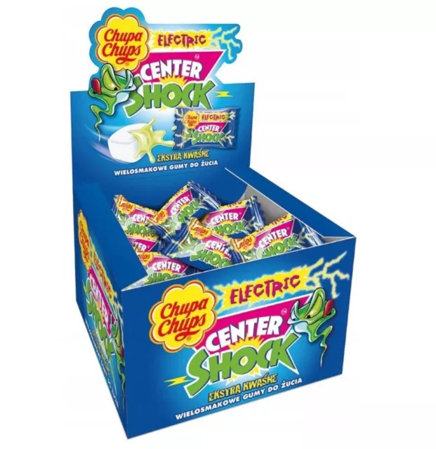 Chupa Chups Center Shock Electric Extra Acid Liquid Filled Sour Bubble Gum Retro