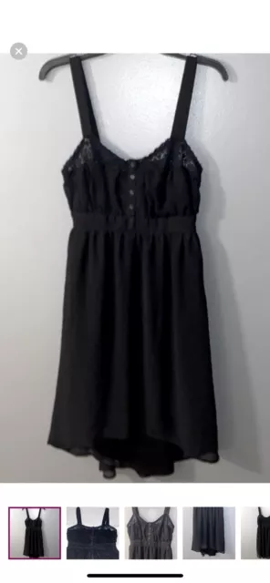 Kimchi Blue Dress Size Small in Black Crepe with Lace  Buttons Urban Outfitters