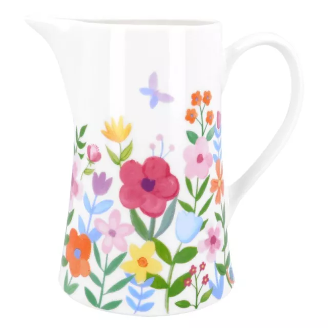 Gisela Graham Pastel Flowers Jug Bone China Medium