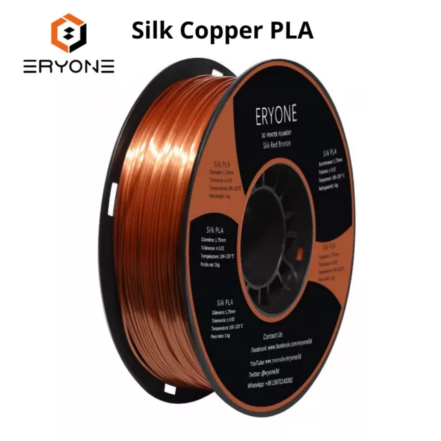 Eryone Silk Copper PLA High Quality Shiny 1.75mm 3D Printer Filament 1kg Spool