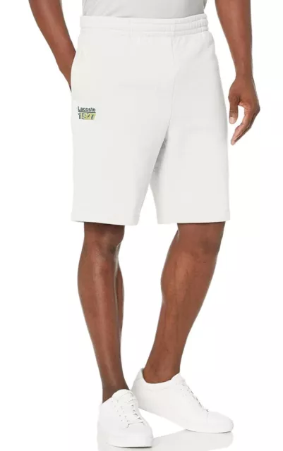 Lacoste Men's 1927 Badge Brushed Fleece Shorts White GH8891