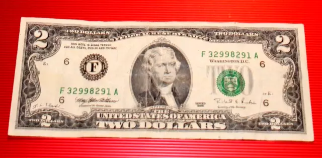 1995 Series Two Dollar Bill United States Collectible Bank Note