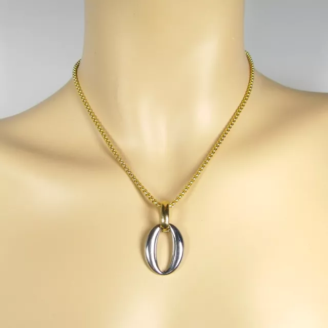 Goldene Edelstahl Kastenkette Kasten Halskette mit silbernem O-Ring Anhänger
