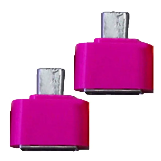 2Pcs Micro USB Male to USB 2.0 Adapter OTG Converter for Android Tablet Pho Pink