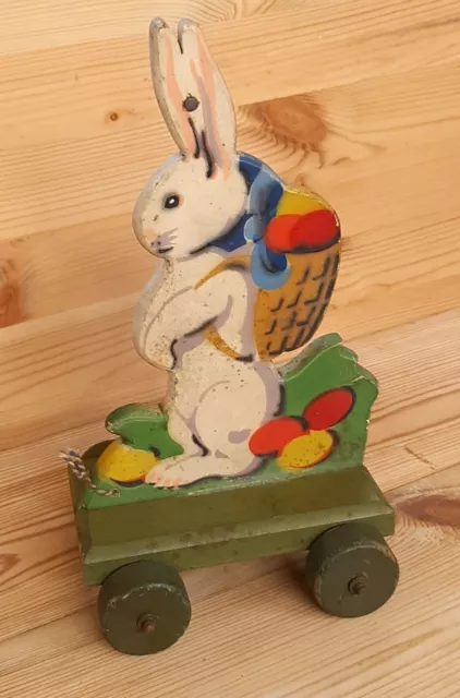 Osterhase Steiff Holz mit Rädern Zugtier antik, alt