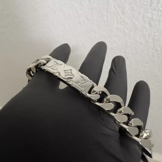 LOUIS VUITTON Monogram beads Bracelet M00512 Metal Silver Black Used mens LV