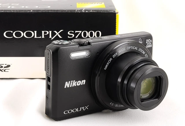 Nikon Coolpix S7000 in Box Black Compact Digital Near Mint 16.0MP 20x zoom