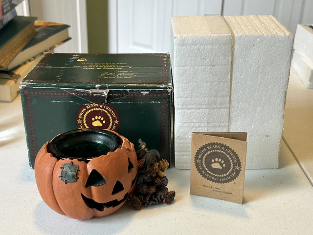 Boyds Bears Halloween Emma the Witchy Bear Pumpkin Magic Votive Candle Holder