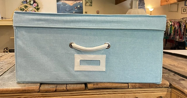 Pottery Barn PB Teen Kids Canvas Storage Organize Under Bed Large Bin - Aqua