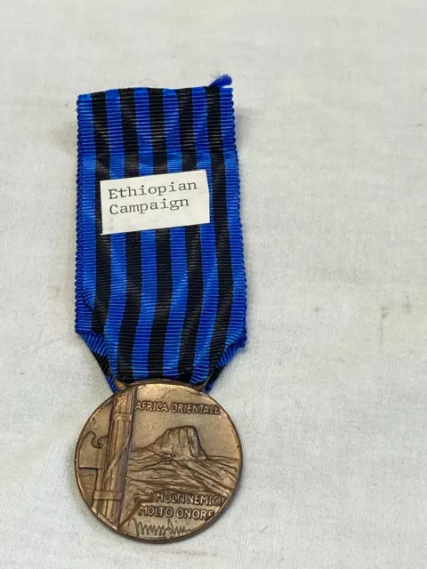Vtg Ethiopian Campaign Medal Black Blue Ribbon Medal