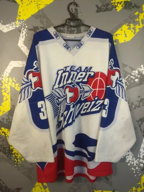 Team Inner Schweiz Jersey Hockey Shirt #3 Polyester Trikot Mens Size 2XL ig93
