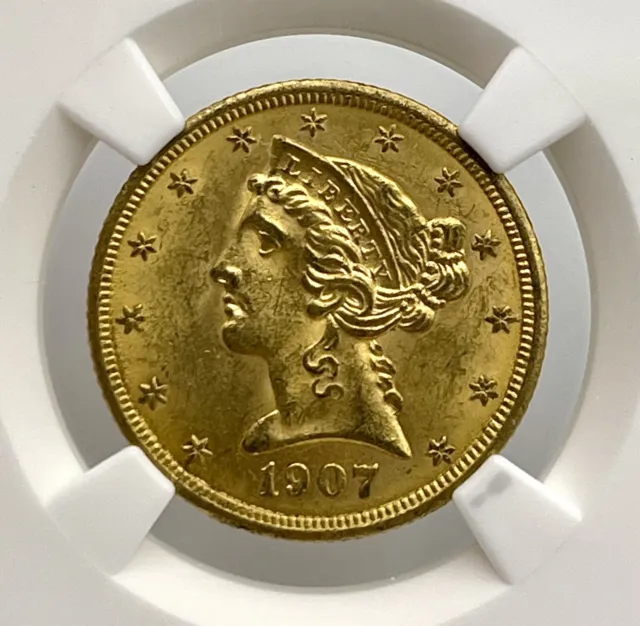 1907 $5 Liberty Head Gold Eagle NGC MS63