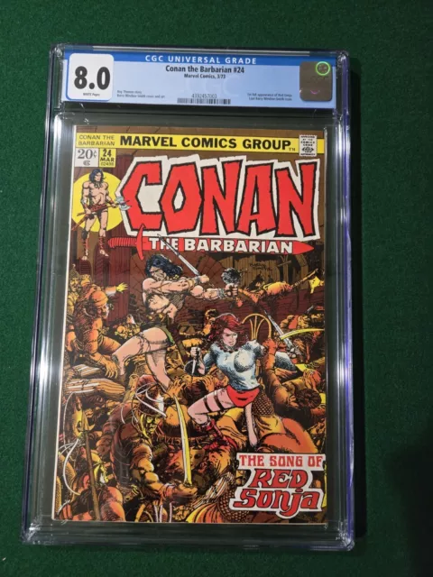 Conan the Barbarian 24 CGC 8.0 White Pages 1st full app. Red Sonja