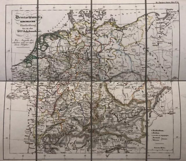 Kupferstich Karte Map Spruner 1835 Deutschland Germanien Kirchliche Einteilung