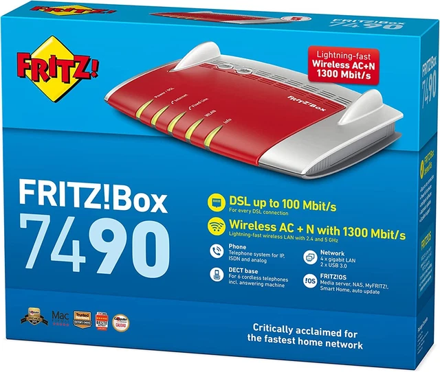 AVM FritzBox 7490 1300 Mbps WLAN Router / Fritz!Box VDSL/ADSL