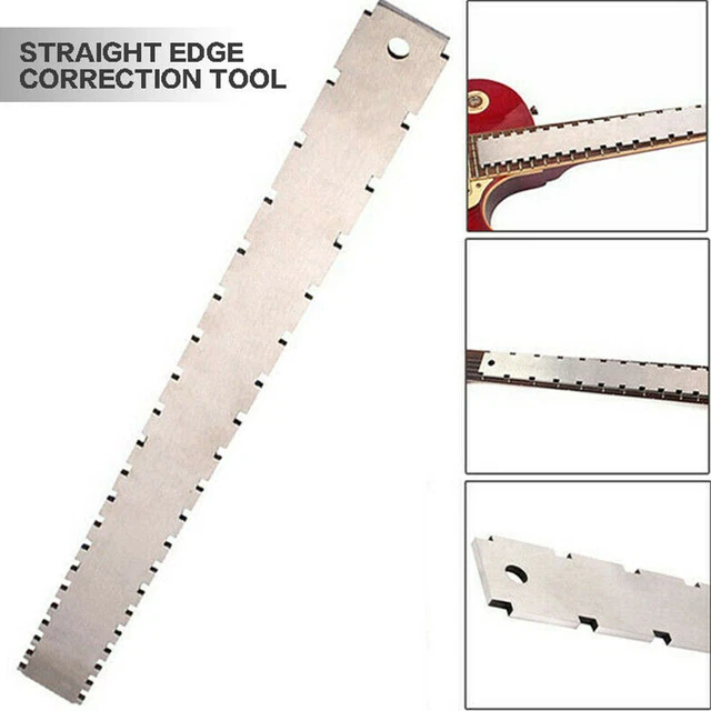 Odorkle Règle Crantée Pour Manche De Guitare, 43x3x0.5cm, Règle De Manche En Aluminium, Outil Luthiers à Bord Droit Pour Basse Folk électrique (M02833), ODORKLE5ZCGPSFEBR-11